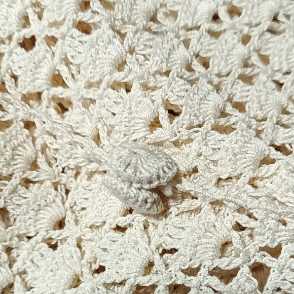 Cream Knit Button-Up Cardigan Crochet Grannyknit Cottagecore Vintage Medium - Picture 8 of 8